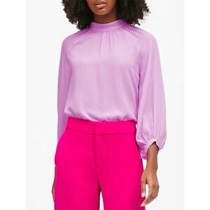 Banana Republic Women’s Mock-Neck Balloon-Sleeve Top in Lavender - Petite Med